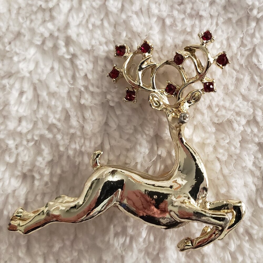 Vintage Dodds Doddz Pin Leaping Reindeer Antlers Pinback 11 W 30th St Newark